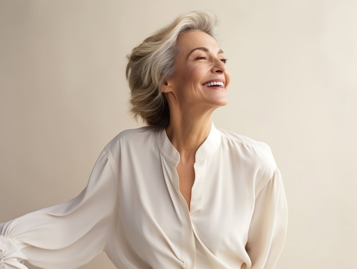 50 year old woman emotional dynamic pose