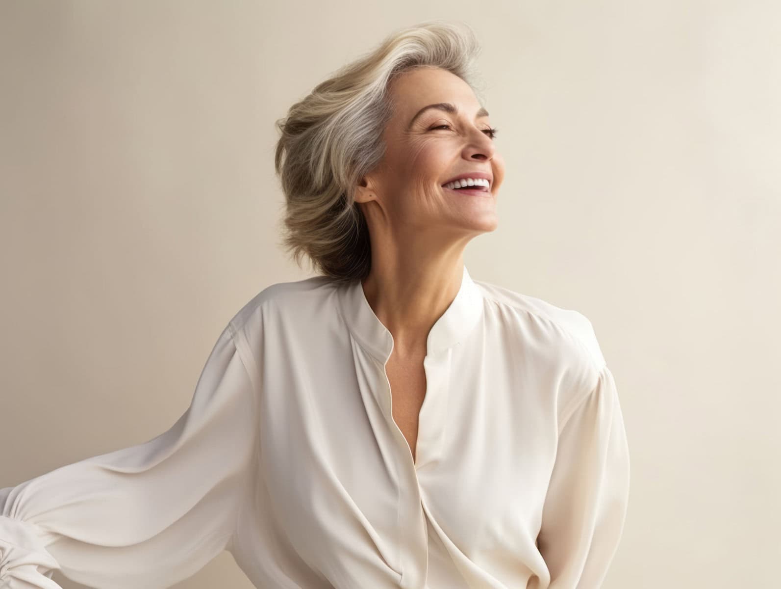 50 year old woman emotional dynamic pose