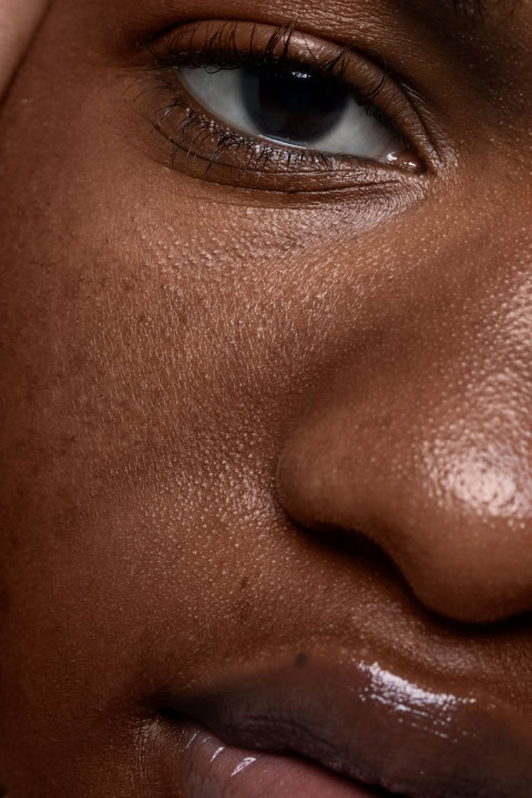 close up face pores texture