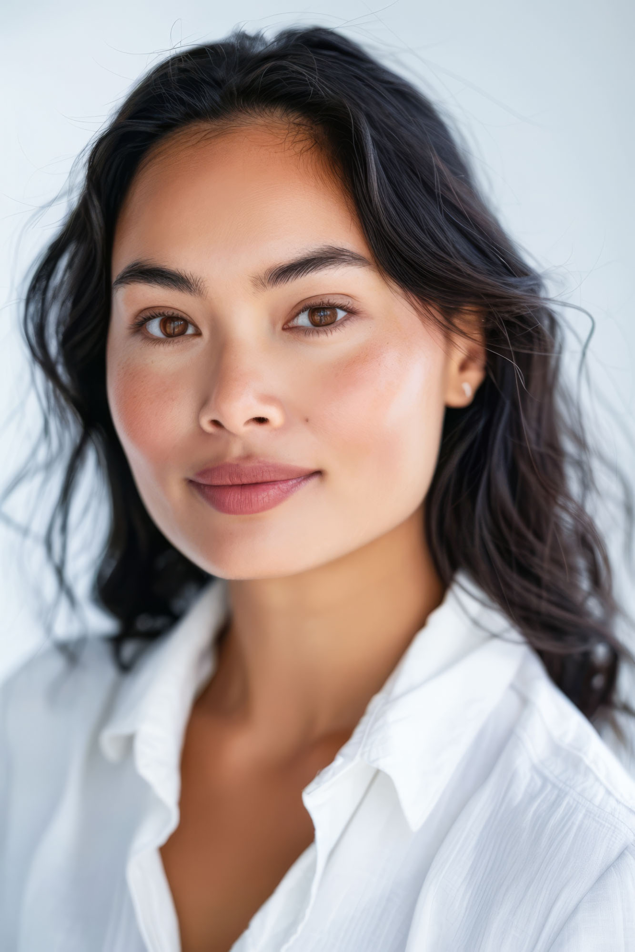 diverse polynesian businesswoman portrait with a clean background for text