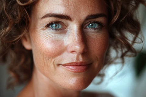 elegant middle aged woman closeup portrait