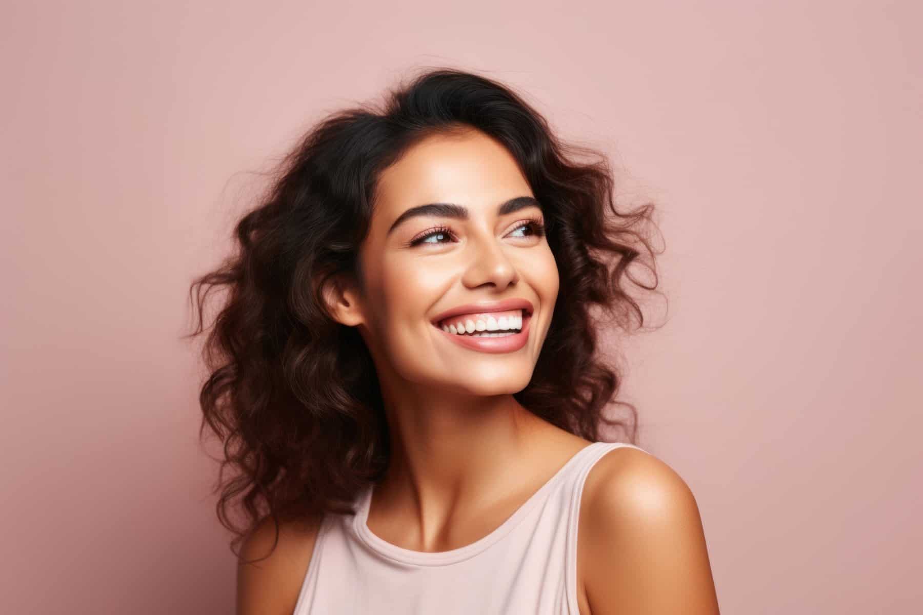 teeth model woman laughing. ai generated image by rawpixel.