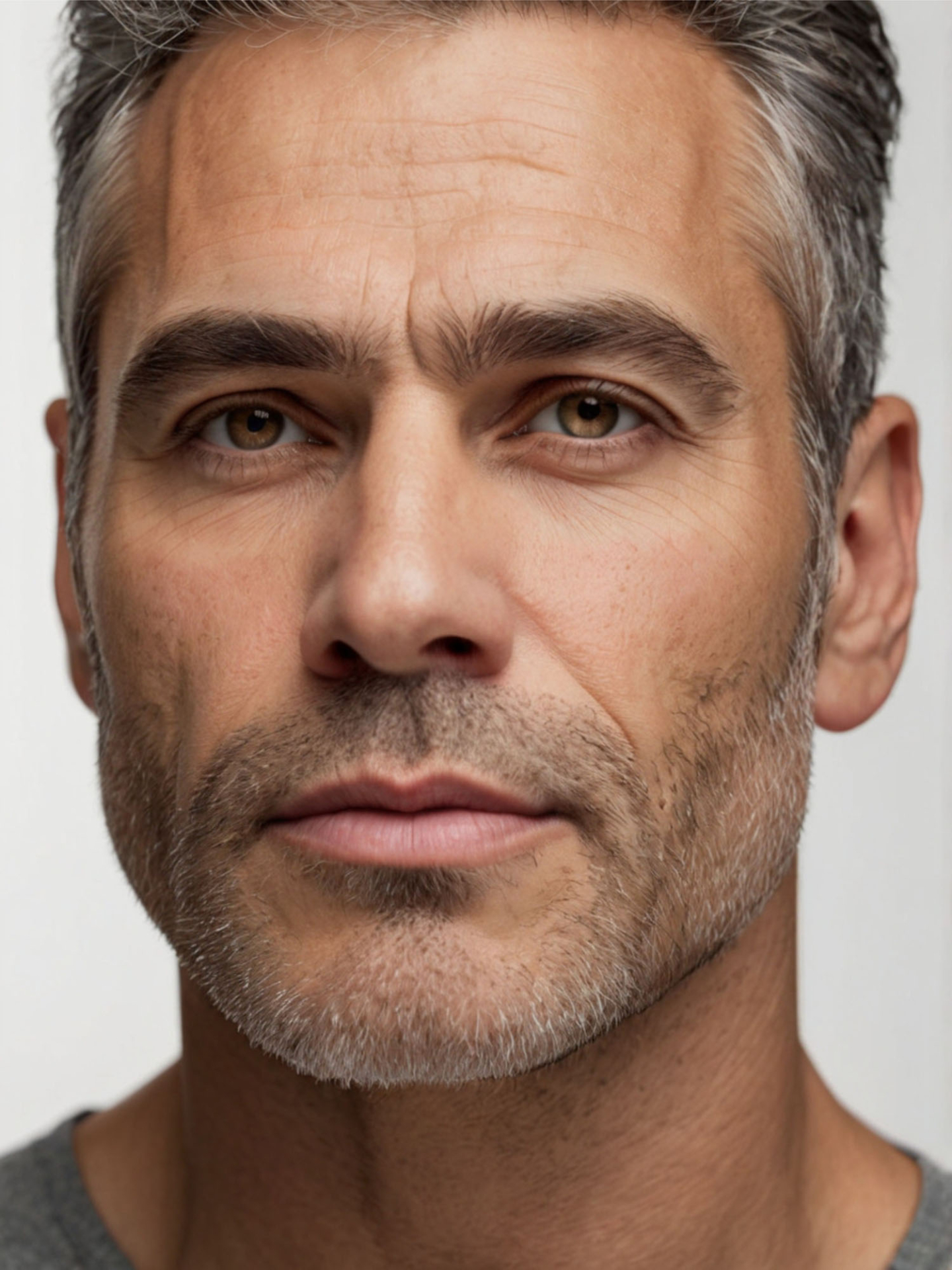 man with beard mustache is shown front white background