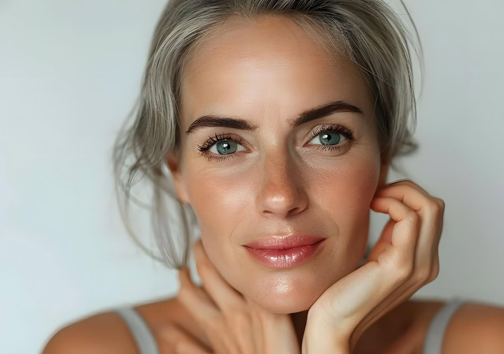 portrait of a beautiful woman with gray hair
