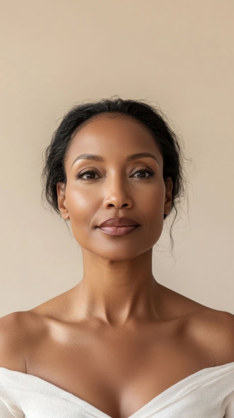 portrait of middle aged african american woman with confident ex