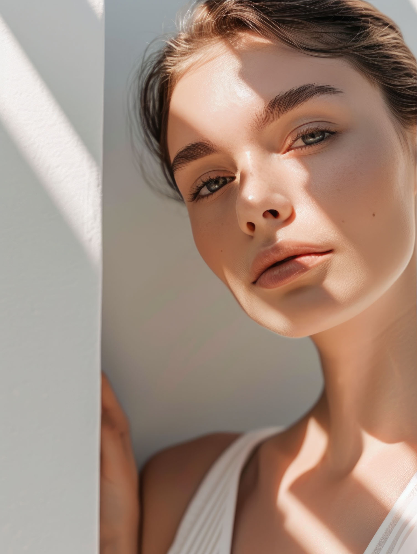 radiant beauty: skincare model with sunlit glow