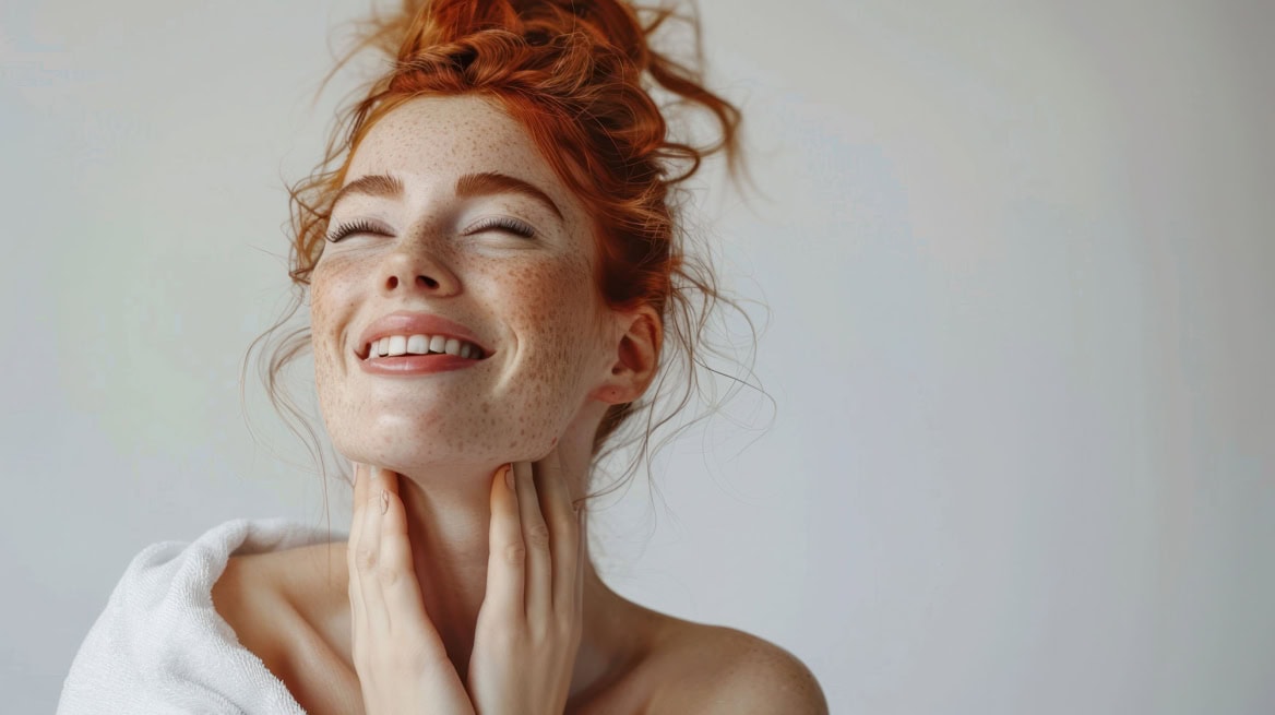 the woman with freckled face