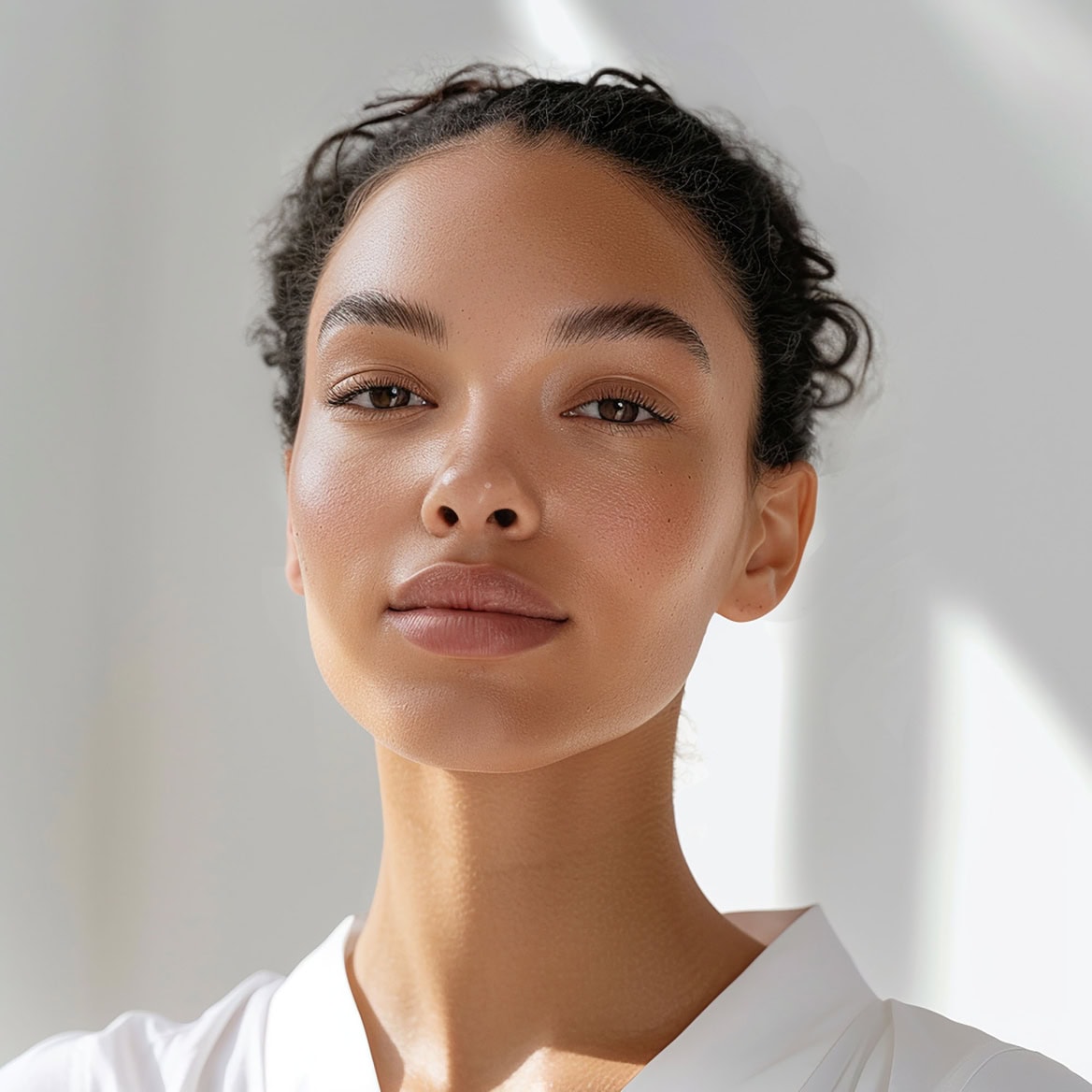 woman with white shirt that says s front