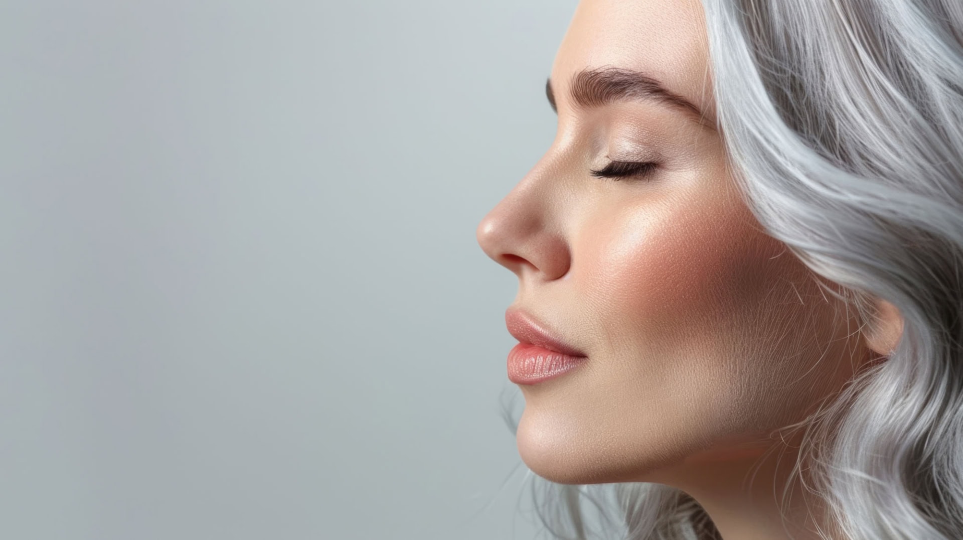 the woman's serene profile